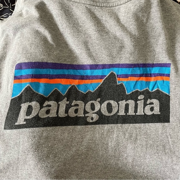 Patagonia Men's Cotton Gray Spell Out Logo Print Long Sleeve T Shirt Size Small - Picture 6 of 7